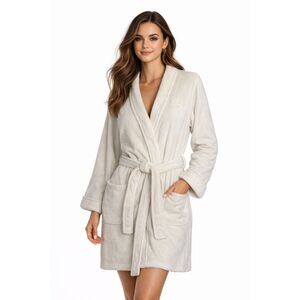 Lauren Ralph Lauren Robe Women's Cream Size M Luxury Embroidered Logo